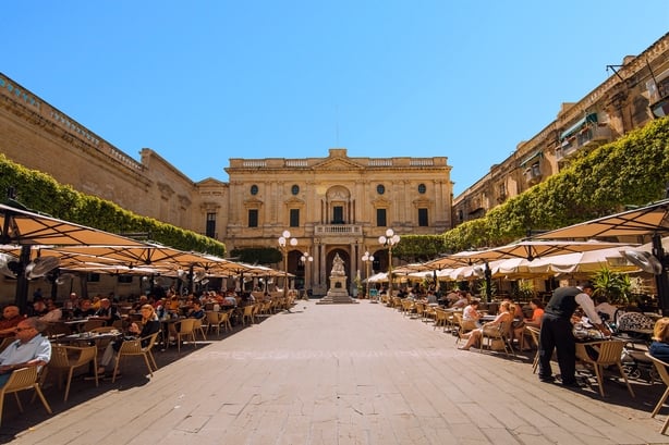 Caffe Cordina and National Library, Valletta