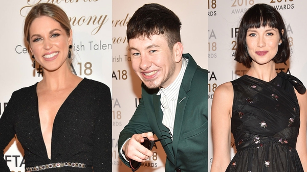 Amy Huberman, Barry Keoghan and Caitriona Balfe at the IFTA Awards in Dublin