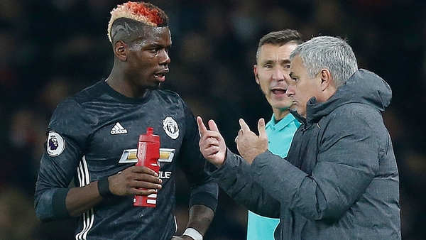 Pogba and Mourinho in conversation on the touchline