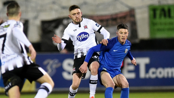 Dundalk's Dean Jarvis and Ronan Coughlan of Bray