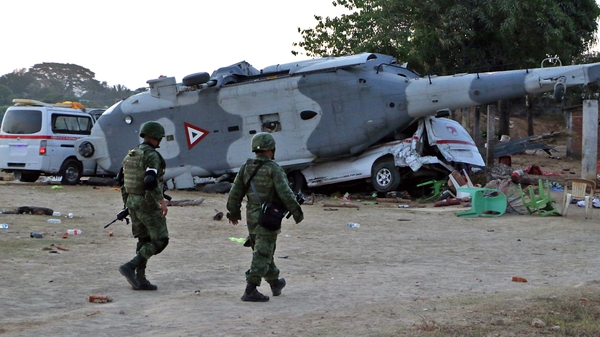 The military helicopter crashed near the quake epicentre in Oaxaca state