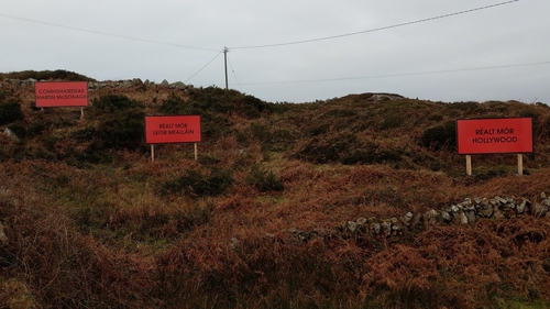 Locals have erected three billboards outside Leitir Mealláin
