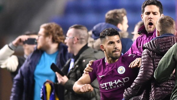 Sergio Aguero was targeted by Wigan fans