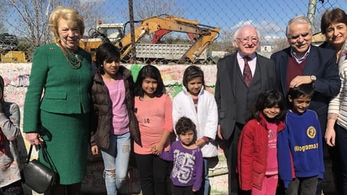 President Michael D Higgins and his wife Sabina visited Eleonas refugee camp today