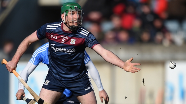 Shane Cooney makes a handpass during Galway's win over Dublin