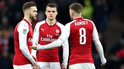 Aaron Ramsey, Calum Chambers and Granit Xhaka look out of ideas during the loss to Manchester City