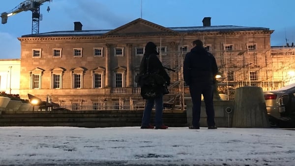 A snowy scene at Leinster House