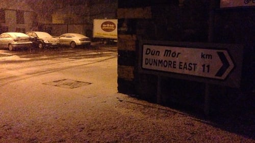 Snow has been falling in parts of Leinster this evening