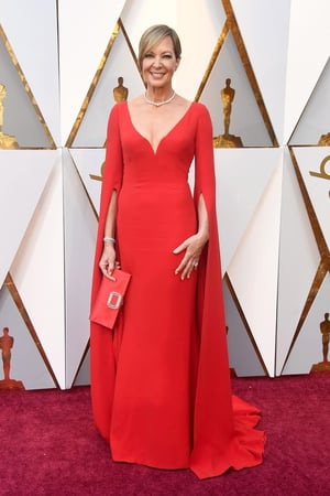 <p>Allison Janney is a lady in red </p>