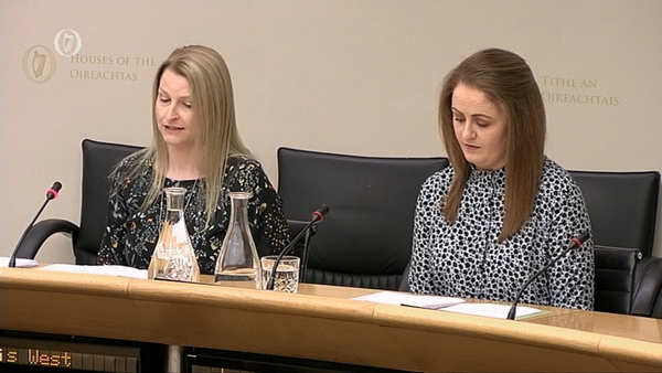 Lois West and Laura Galligan at the Oireachtas Justice Committee