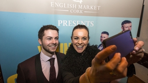 Young Offenders stars Alex Murphy and Hilary Rose at Cork's English Market on Saturday night
