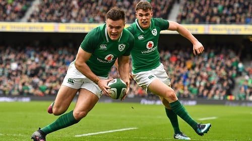 Jacob Stockdale took his tally to 10 tries in eight games for Ireland