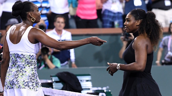 Serena Williams, right, congratulates Venus on her victory last week