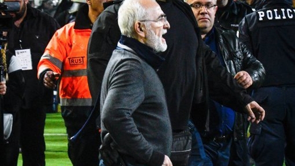 PAOK Salonika president Ivan Savvidis was wearing what looked to be a gun when he went onto the pitch