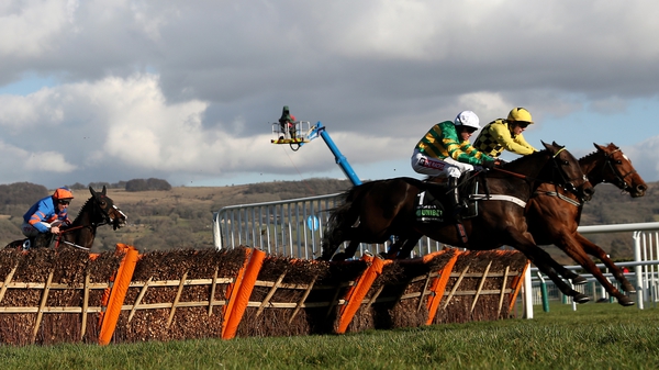 Buveur D'Air and Melon clear the last in the Champion Hurdle