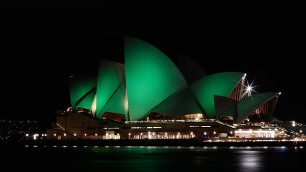 Sydney Opera House Illuminates Green For St Patrick's Day
