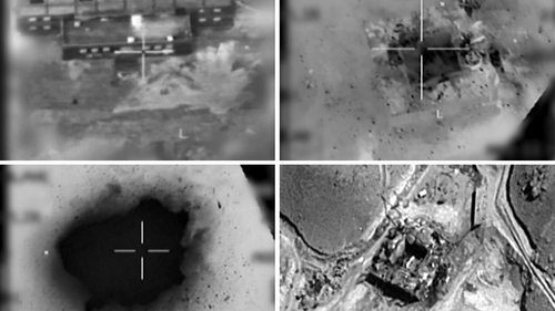 Images provided by the Israeli army show an aerial view of a suspected nuclear reactor during bombardment in 2007