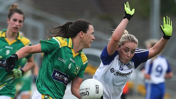 Caroline Kelly in action for her county against Ciara McAnespie of Monaghan