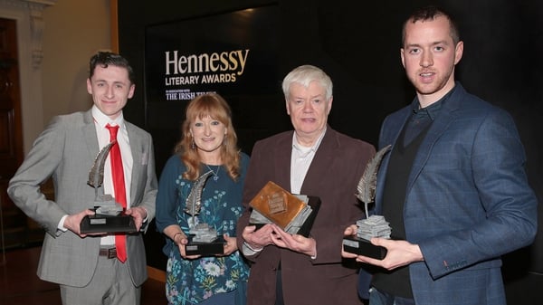 Hennessey Literary Awards winners (L to R) Aaron Finnegan, Louise G. Cole, Bernard MacLavery and Manus Boyle Tobin