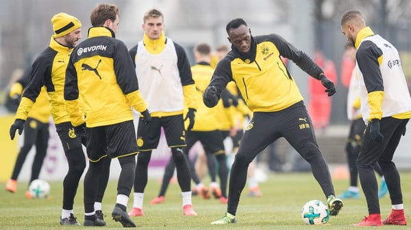 Usain Bolt in training with Borussia Dortmund