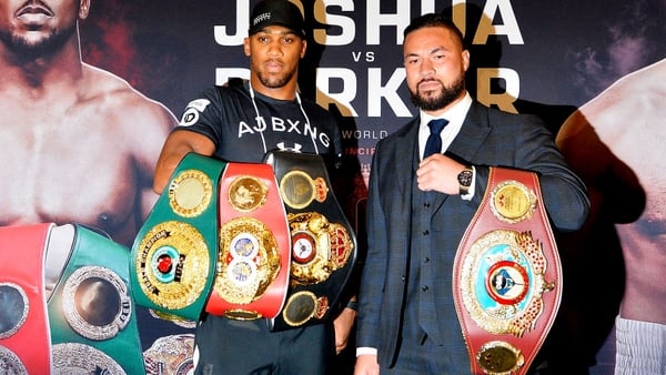 Anthony Joshua (L) and Joseph Parker clash in Wales next weekend