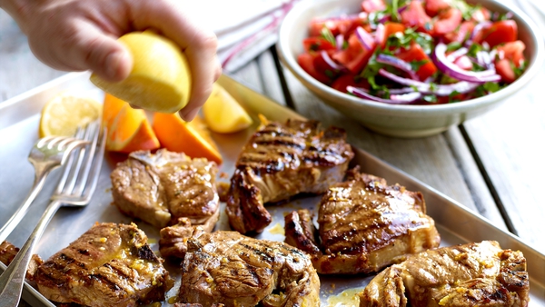 Lamb Steaks in a Citrus Marinade with Moroccan Style Tomato Salad