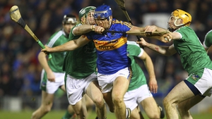 Action from the League semi-final clash involving Limerick and Tipperary