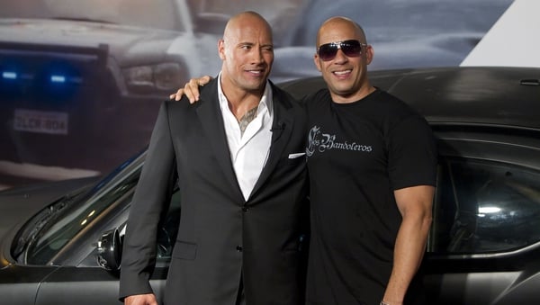 Dwayne Johnson and Vin Diesel on the promotional circuit for Fast & Furious 5 in Rio de Janeiro in April 2011