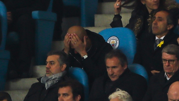 Pep Guardiola watched the second half from the stands