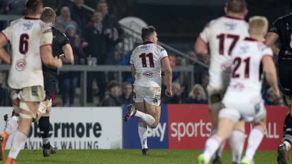 Ulster's Jacob Stockdale runs in a late try
