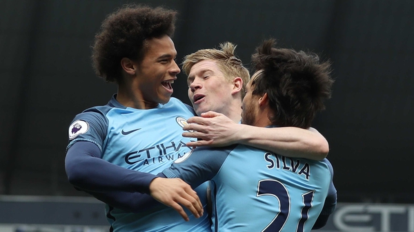 Leroy Sane (L), Kevin De Bruyne and David Silva have been superb for Manchester City this season