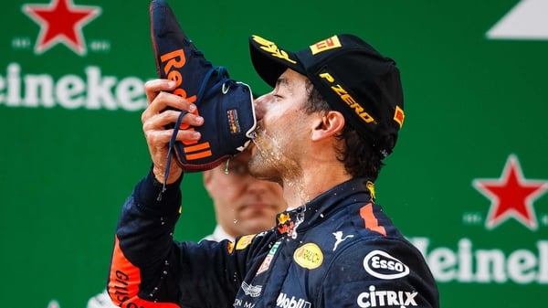 Daniel Ricciardo celebrates his victory