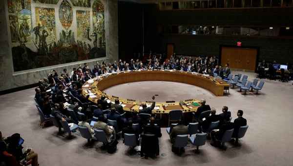 A seat at the big table: members of the UN Security Council discuss Syria in April 2018. Photo: Jason Szenes/EPA-EFE