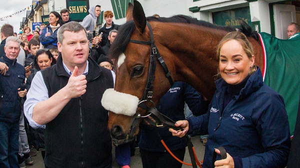 Gordon Elliott pictured with Tiger Roll after his Grand National victory last year