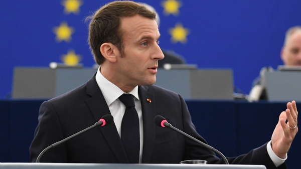 Emmanuel Macron addressing the European Parliament in Strasbourg