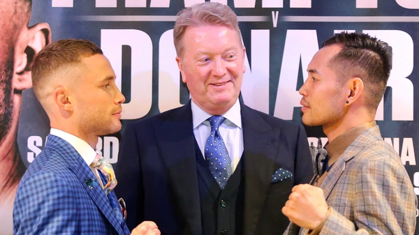 Carl Frampton and Nonito Donaire face off in front of Frank Warren