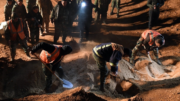 There have been previous finds of mass graves in Raqa, such as this one discovered by Syrian troops in December 2017