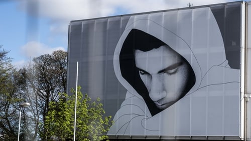 Artwork by Joe Caslin on the RTÉ campus as part of The Big Picture series focusing on youth mental health in Ireland