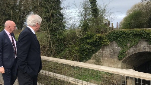 Britain's Brexit Secretary David Davis on his visit to the border