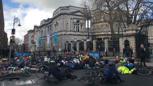 Cyclists protest in memory of those who have been killed on the roads this year