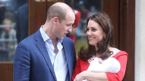 Britain's Prince William, his wife Kate and their newborn son, Prince Louis