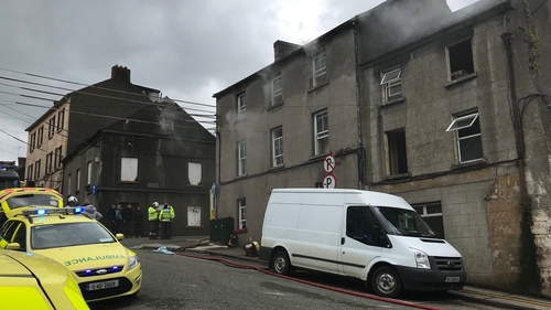 The blaze broke out in Mary Street in New Ross this afternoon (Pic: Mary Browne)
