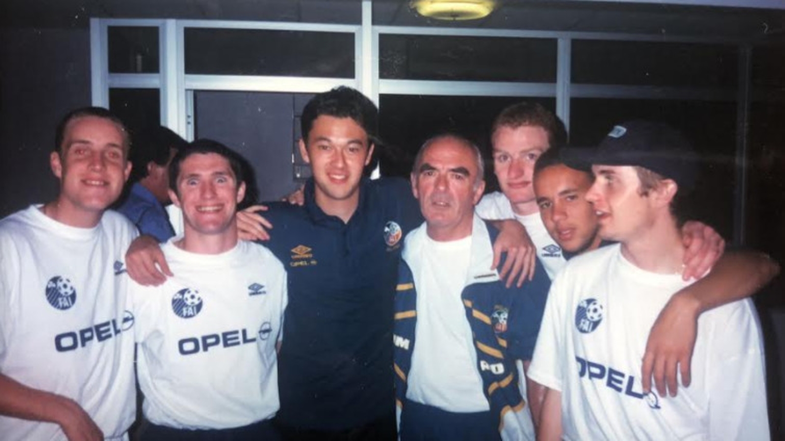 Image - Left to right: Barry Quinn, Robbie Keane, Alex O'Reilly, Dr O'Callaghan, Gary Doherty, Liam George,