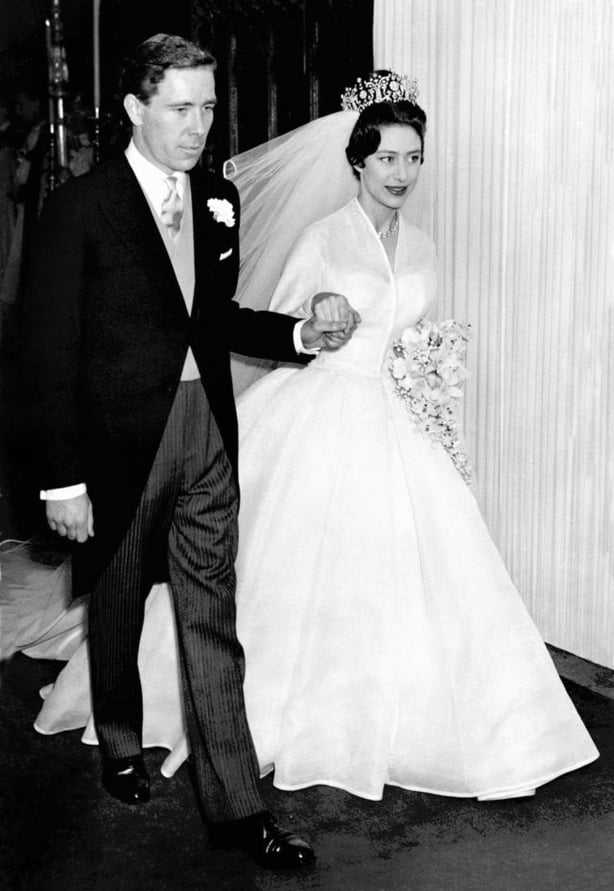 Princess Margaret and Antony Armstrong-Jones emerge from Westminster Abbey (PA)