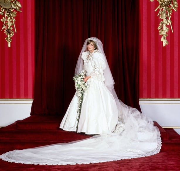 The Princess of Wales in her bridal gown at Buckingham Palace (PA)