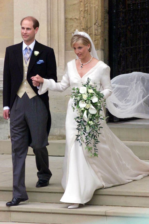 Prince Edward and Sophie Rhys-Jones leaving St George's Chapel (PA)