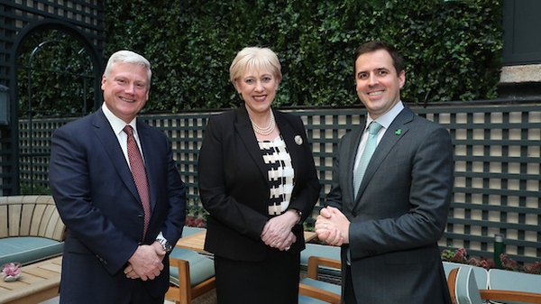 Kevin Clark CEO of Aptiv, Minister Heather Humphreys and Martin Shanahan, IDA Ireland's CEO pictured today in Dublin