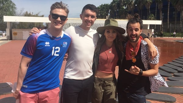 Eurovision contestants Ari Olafsson, Ryan O'Shaughnessy and Swiss stars Coco and Steph