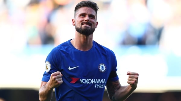Olivier Giroud celebrates at the final whistle