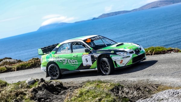 Manus Kelly and Donall Barrett took the lead three stages from the finish.